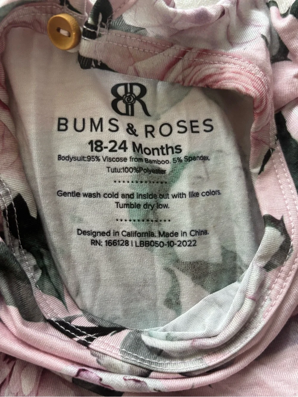Bums & Roses Baby Girl Pink Floral Tulle Bodysuit Romper 18-24M Long Sleeve